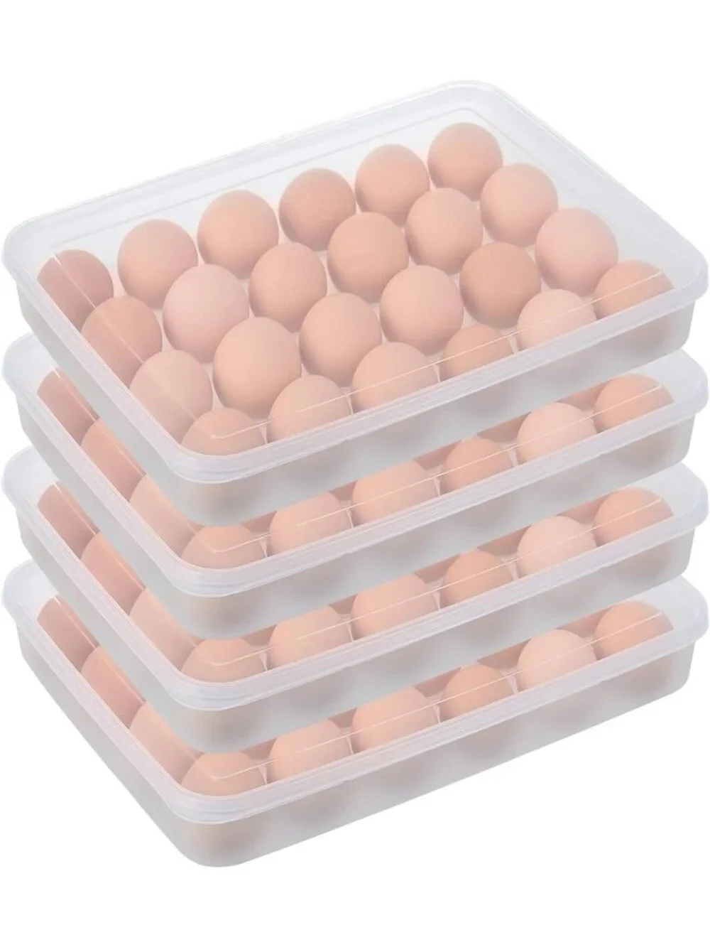 Clear Plastic Egg Holders - 4 Set Deviled Egg Trays with Lids, Fresh Storage